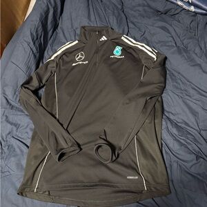 Mercedes AMG Petronas Black Long-Sleeve Performance Top with Teal Logo